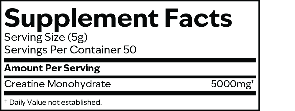 Creatine, Unflavored product label